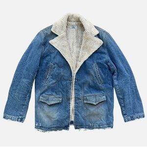 RRL Ralph Lauren Western Denim Sherpa Jacket Made in USA • Rare XL